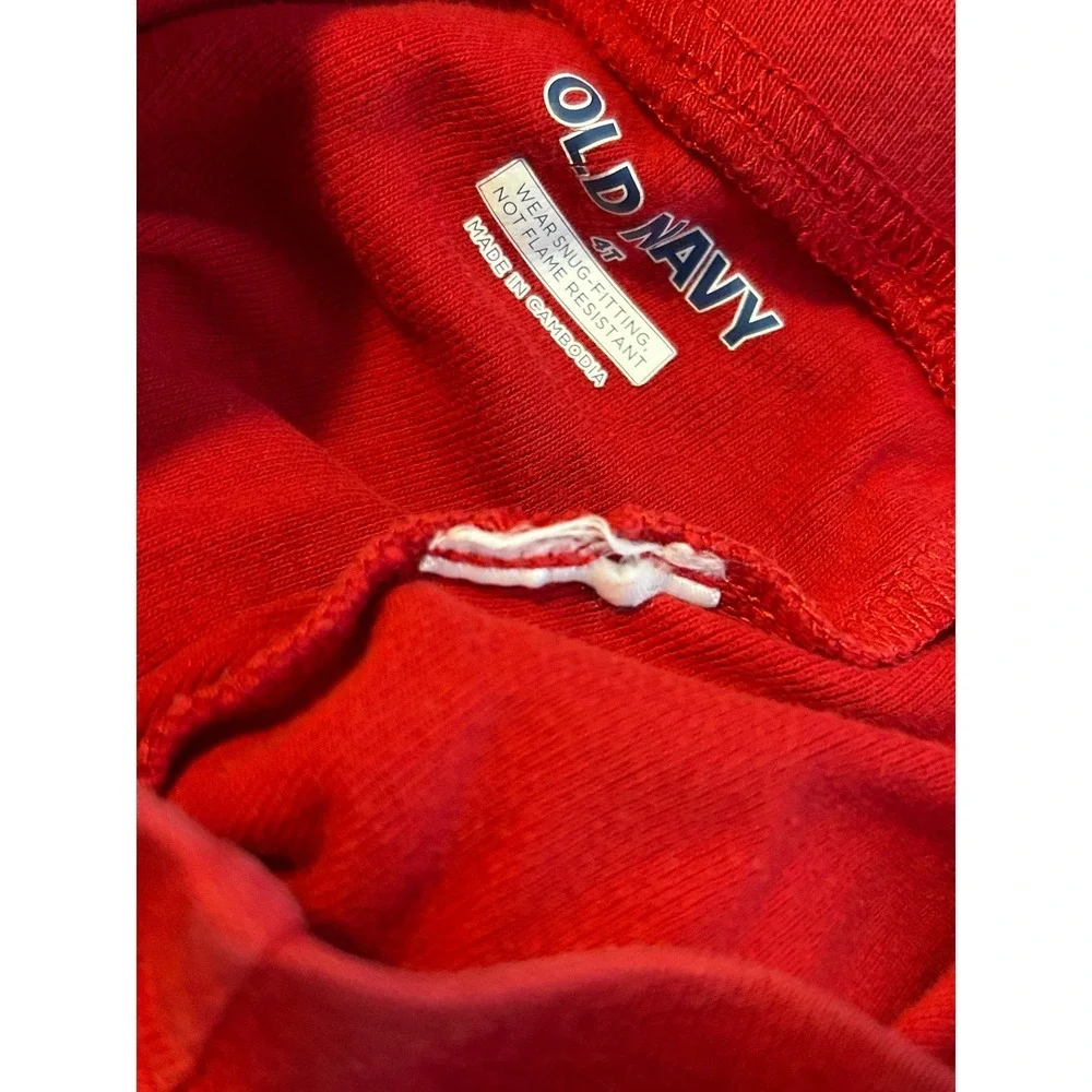 Old Navy Toddler Pajama Pants Red Snug Fit Leggings 4T Solid Red Cuffs 1503